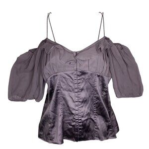 Vintage GUESS by Marciano Purple Silk Blend off shoulder corset Top Women's SZ M
